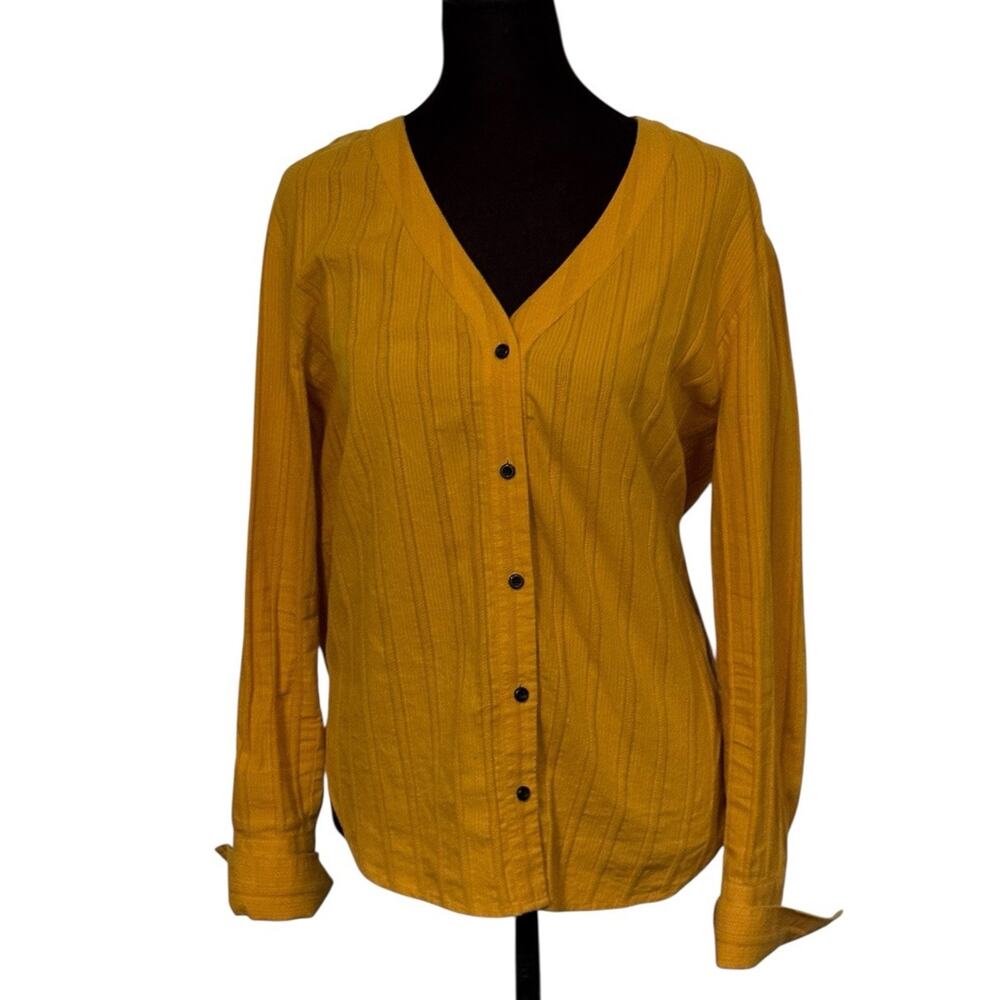 Treasure & Bond Women’s Shirt Small Button Up Tie In‎ Back Mustard Yellow Summer
